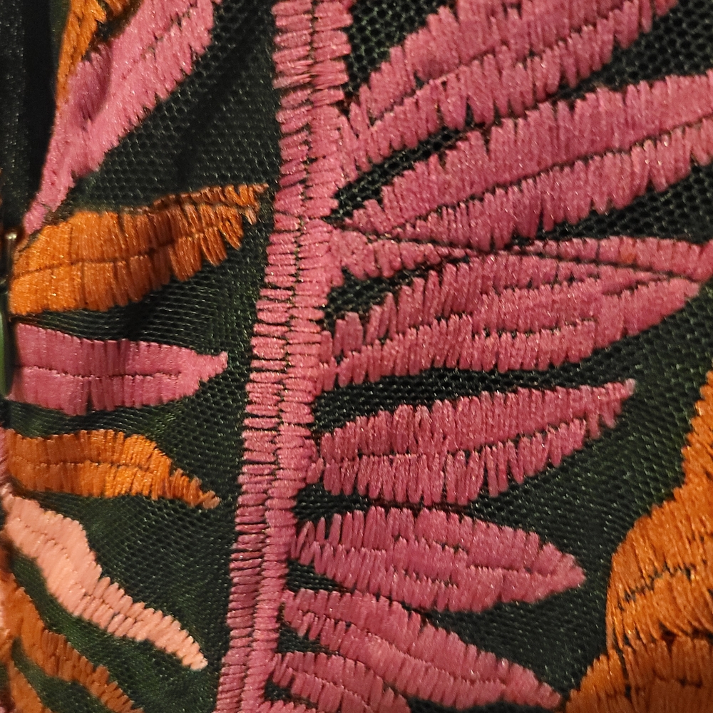 NWT SAM EDELMAN Laurel Leaf Embroidered Midi Dress Dark Pink Size 14 - Picture 9 of 14